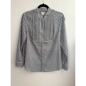 J. Crew Women's Gingham Button Down Long‎ Sleeve Shirt Plaid Blouse Classic Chic